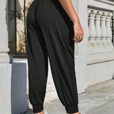 Daily&Casual Talla grande Pantalones deportivos con bolsillo con cremallera lado de cintura elastica
