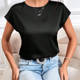 Blusa con diamante de imitacion con cadena girante trasero de manga murcielago de Satin