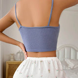 tejido waffle Top de tirantes & con cordon delantero Shorts Conjunto de pijama