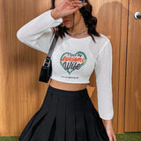 EZwear Jersey crop con estampado de slogan