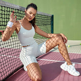 Sport Lifespree Conjunto deportivo de top de camisola y shorts solidos, ropa de tenis para mujer