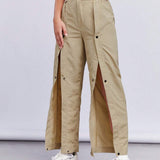 Neu Pantalones con boton delantero con diseno de fruncido