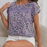 LUNE Blusa con estampado floral de manga murcielago