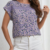 LUNE Blusa con estampado floral de manga murcielago