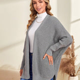 EMERY ROSE Cardigan unicolor de manga murcielago con parte delantera abierta