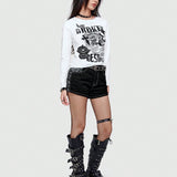 ROMWE Grunge Punk Shorts en mezclilla con estampado de paisley