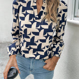 Blusa con estampado de cuello notch