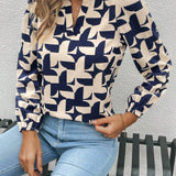 Blusa con estampado de cuello notch