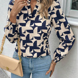 Blusa con estampado de cuello notch