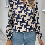 Blusa con estampado de cuello notch