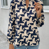 Blusa con estampado de cuello notch