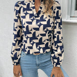 Blusa con estampado de cuello notch