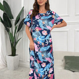 Vestido de dormir con estampado tropical