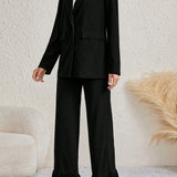 Tall Blazer de cuello con solapa con boton & Pantalones bajo con fruncido