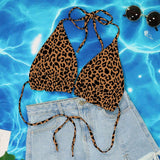 Swim Vcay Talla grande Top bikini triangulo con estampado de leopardo halter
