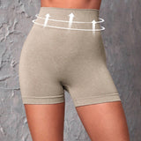 Yoga Basic Shorts Deportivos De Spandex Con Cintura Ancha Y Solido