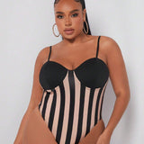 a grande Body de tirantes bustier con estampado de rayas