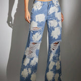 BAE Jeans desgarro de pierna ancha de tie dye