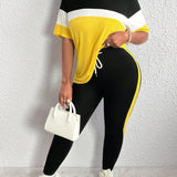 Slayr de color combinado Camiseta & con costura lateral en contraste Leggings