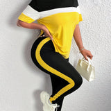 Slayr de color combinado Camiseta & con costura lateral en contraste Leggings