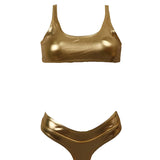 nueva llegada hojuela dorada de tela Banador , reflectante una pieza sexy Bikini para mujeres