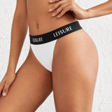 Leisure Conjunto De Sujetador Y Tanga Blanco Para Mujer Con Diseno De Letras