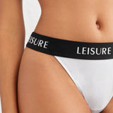 Leisure Conjunto De Sujetador Y Tanga Blanco Para Mujer Con Diseno De Letras