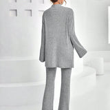 Essnce Conjunto de 2 piezas para mujeres: camiseta de manga larga de punto y pantalones largos con cintura elastica