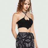 ROMWE Goth con abertura Cardigan crop & halter Top de punto