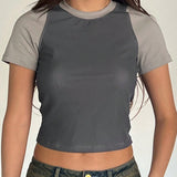 DAZY Camiseta crop de color combinado de manga raglan