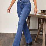 LUNE Jeans de pierna amplia con boton