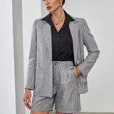 Prive Blazer con estampado de rayas con boton & Shorts