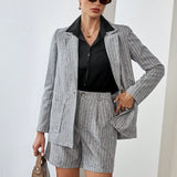 Prive Blazer con estampado de rayas con boton & Shorts