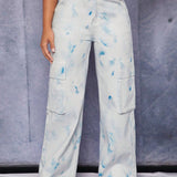 PETITE Jeans cargo de tie dye con bolsillo con solapa