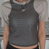 DAZY Camiseta crop de color combinado de manga raglan