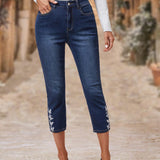 EMERY ROSE Jeans ajustados con diseno de boton