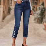 EMERY ROSE Jeans ajustados con diseno de boton