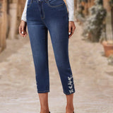 EMERY ROSE Jeans ajustados con diseno de boton