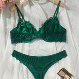 Talla grande Set de lenceria con encaje floral con aro