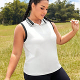 Sport Lifespree Top de tanque deportivo de mujeres con ribete en contraste y rayas adicionales, conjunto de tenis para mujeres con tallas grandes