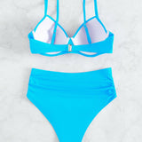 Swim Conjunto de Bikini con relleno simple y de empuje para playa de verano