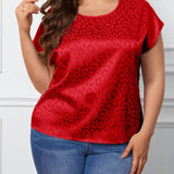 a grande Blusa de leopardo jacquard de manga murcielago