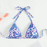 Swim Top bikini triangulo con estampado de paisley halter