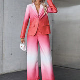 Prive de ombre de doble botonadura Blazer & Pantalones de pierna ancha