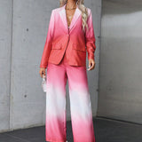 Prive de ombre de doble botonadura Blazer & Pantalones de pierna ancha