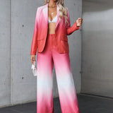 Prive de ombre de doble botonadura Blazer & Pantalones de pierna ancha