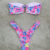 Conjunto de bikini con estampado de estilo europeo y americano de cintura baja