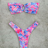 Conjunto de bikini con estampado de estilo europeo y americano de cintura baja