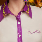 Frida Kahlo   a grande Camisa con estampado floral ribete en contraste