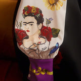 Frida Kahlo   a grande Camisa con estampado floral ribete en contraste